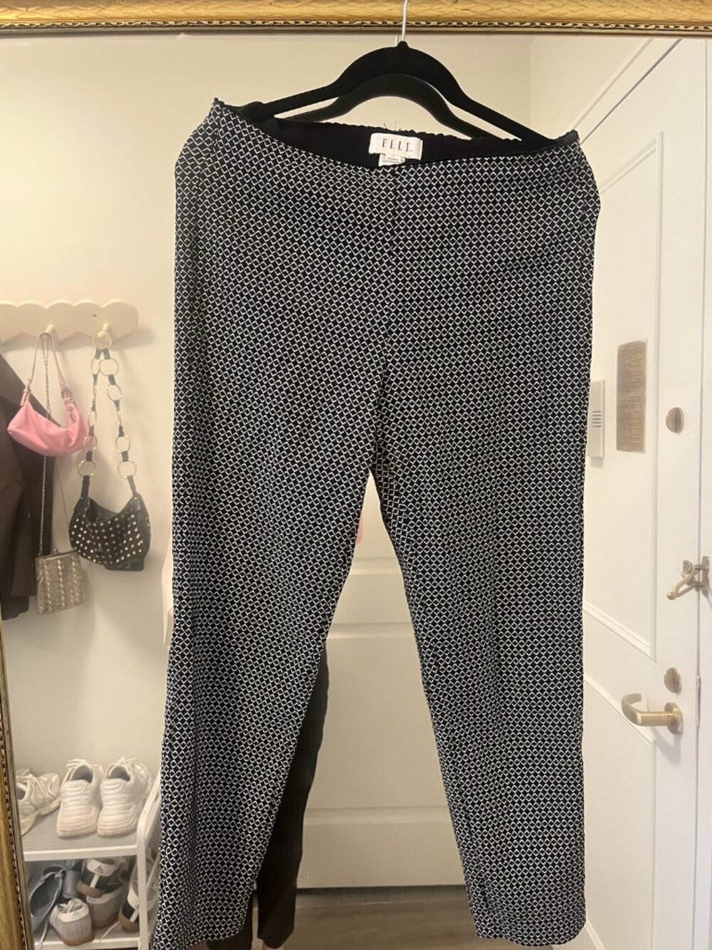 Elle Skinny Printed Work Pant with Elastic Waistband
